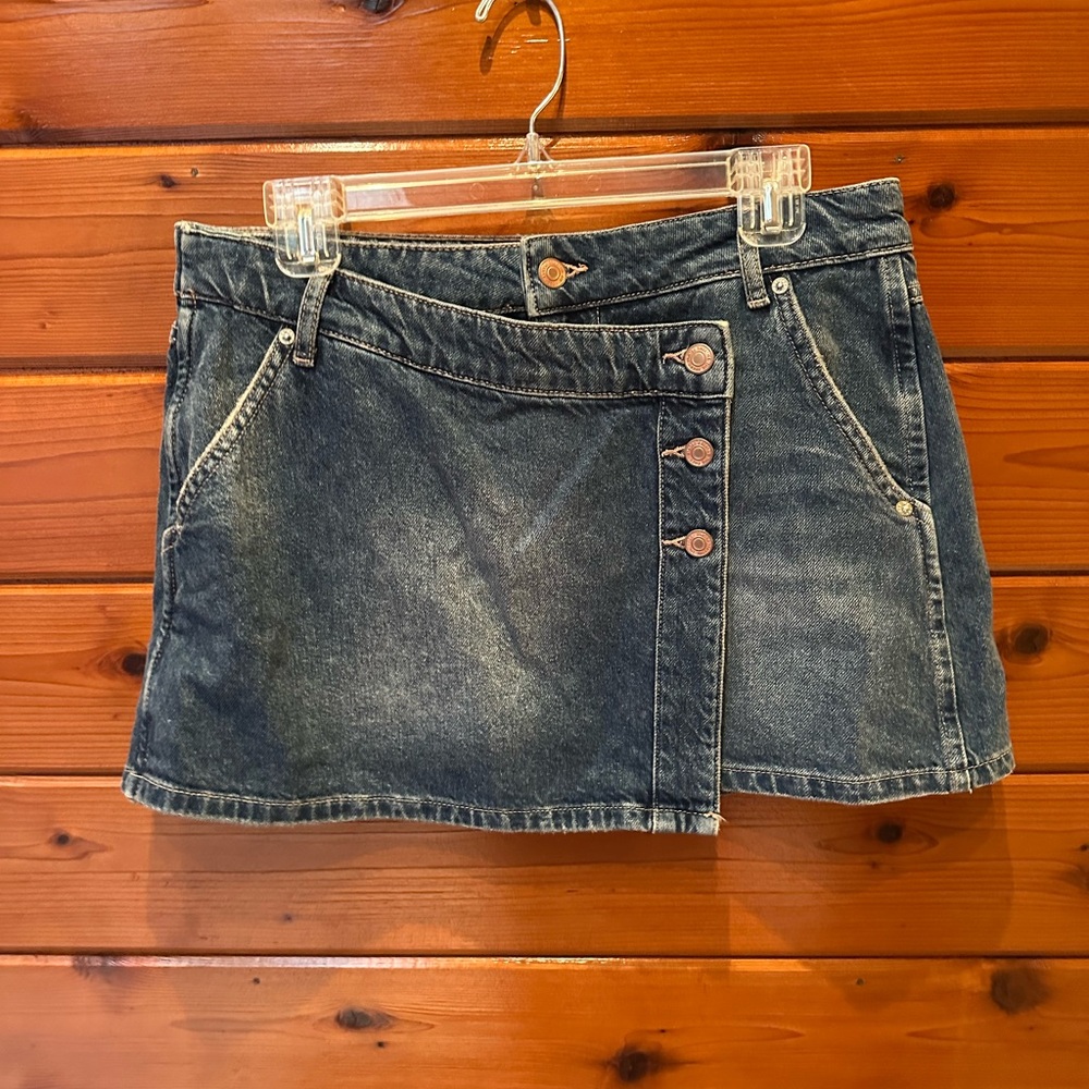 Free People Asymmetrical Denim Mini Skirt